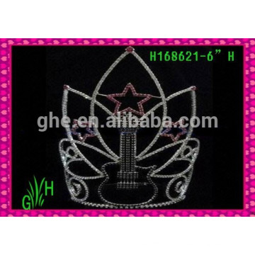 Novos projetos Rhinestone Crown Wholesale Pop guitarra princesa tiara coroa